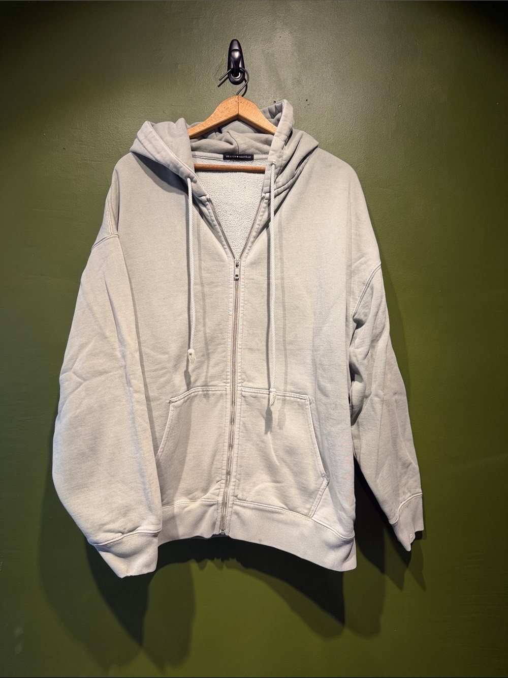 Brandy Melville Sage Green Christy Zip-Up Hoodie